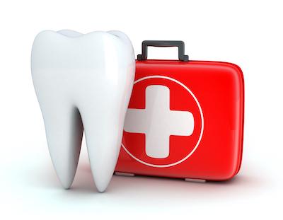 an illustration of a tooth and first aid kit
